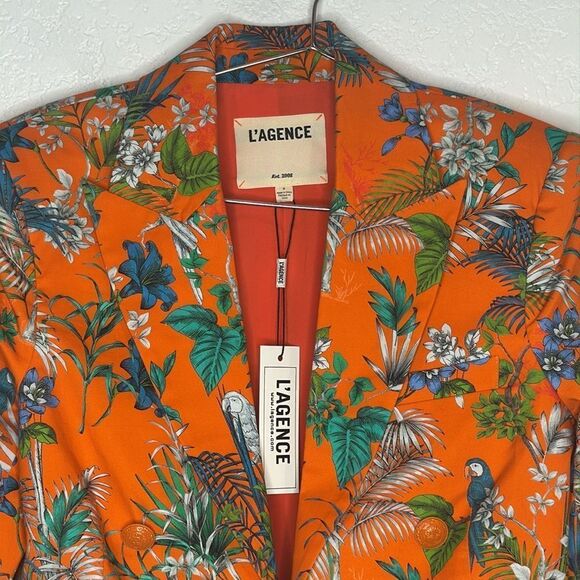 NWT L AGENCE Inez Floral Print Crop Blazer
In Orange Multi Parrot Size 6 - Picture 4 of 12